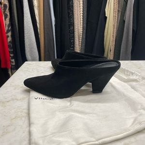 Vince black suede mules